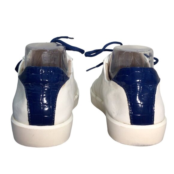 PAKIRA GOLF Diva Dundee Golf Shoes 9.5 WHT Calf Leather Navy Embossed Croc Heel - Picture 7 of 10